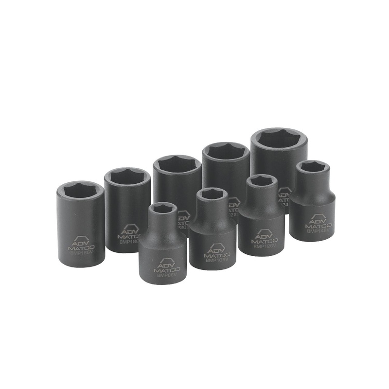 3/8" DRIVE 9 PIECE SAE 6 POINT MAGNETIC ADV IMPACT SOCKET SET