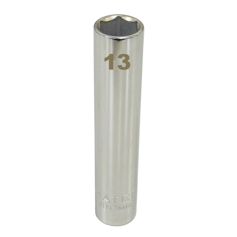 1/4" DRIVE 13MM METRIC 6 POINT DEEP CHROME SOCKET
