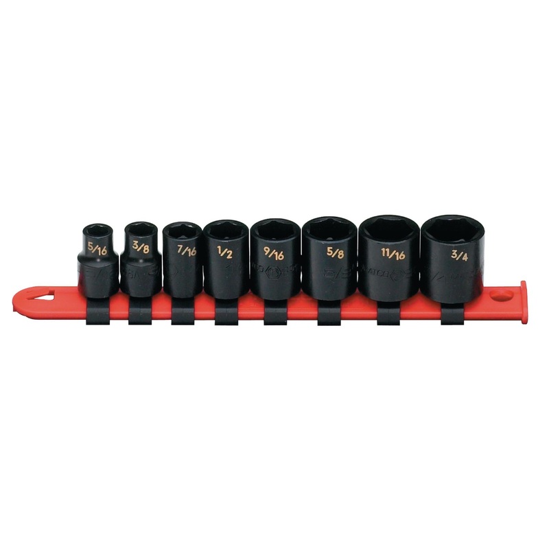 3/8" DRIVE 8 PIECE SAE 6 POINT IMPACT SOCKET SET