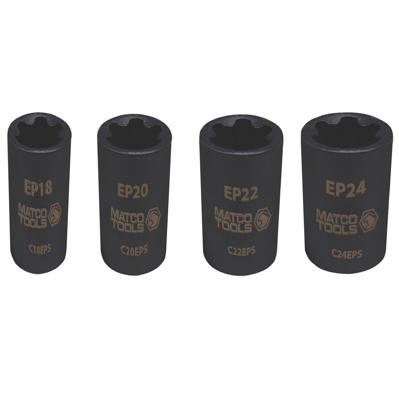4 PIECE 1/2" DRIVE RECESSED TORX PLUS IMAPCT SOCKET SET