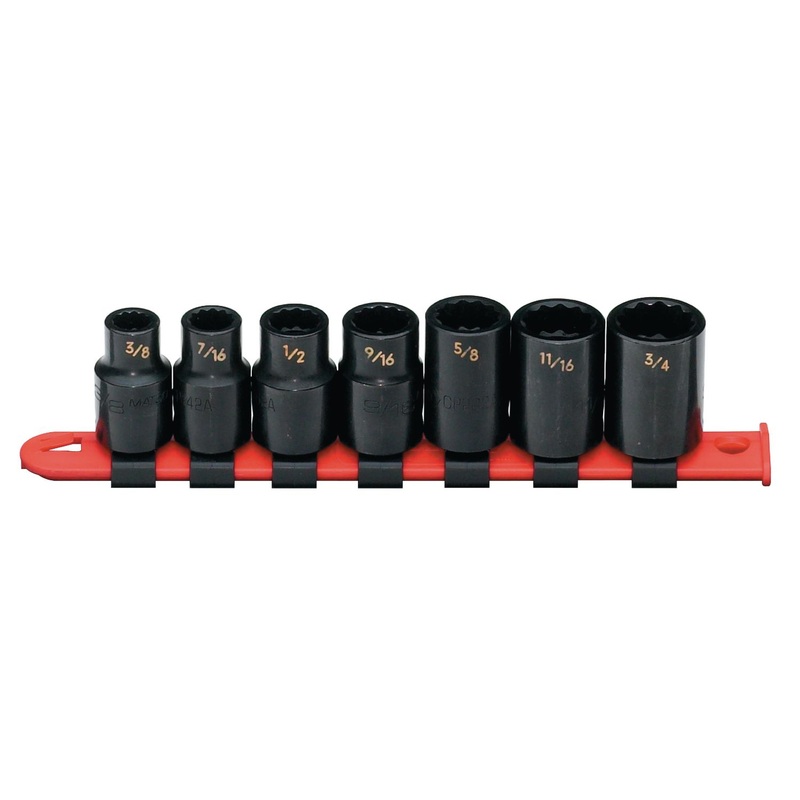 1/2" DRIVE 7 PIECE SAE 12 POINT IMPACT SOCKET SET