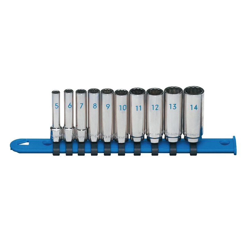 1/4" DRIVE 10 PIECE METRIC 12 POINT DEEP CHROME SOCKET SET