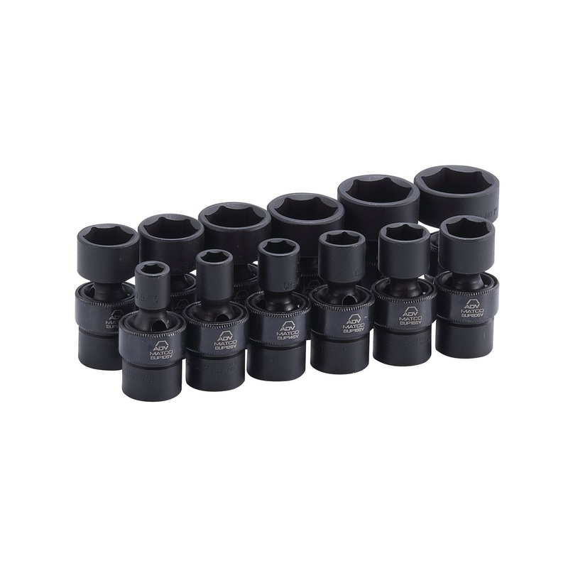 12 PIECE 3/8" DRIVE SAE 6 POINT ADV UNIVERSAL IMPACT SOCKET SET