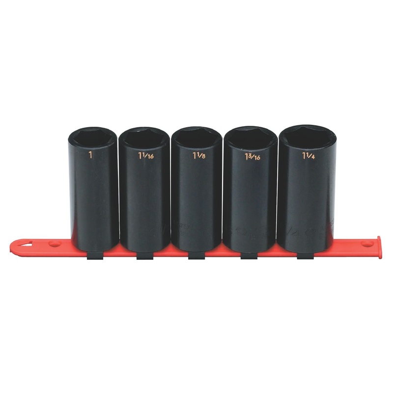 1/2" DRIVE 5 PIECE SAE 6 POINT DEEP IMPACT SOCKET SET