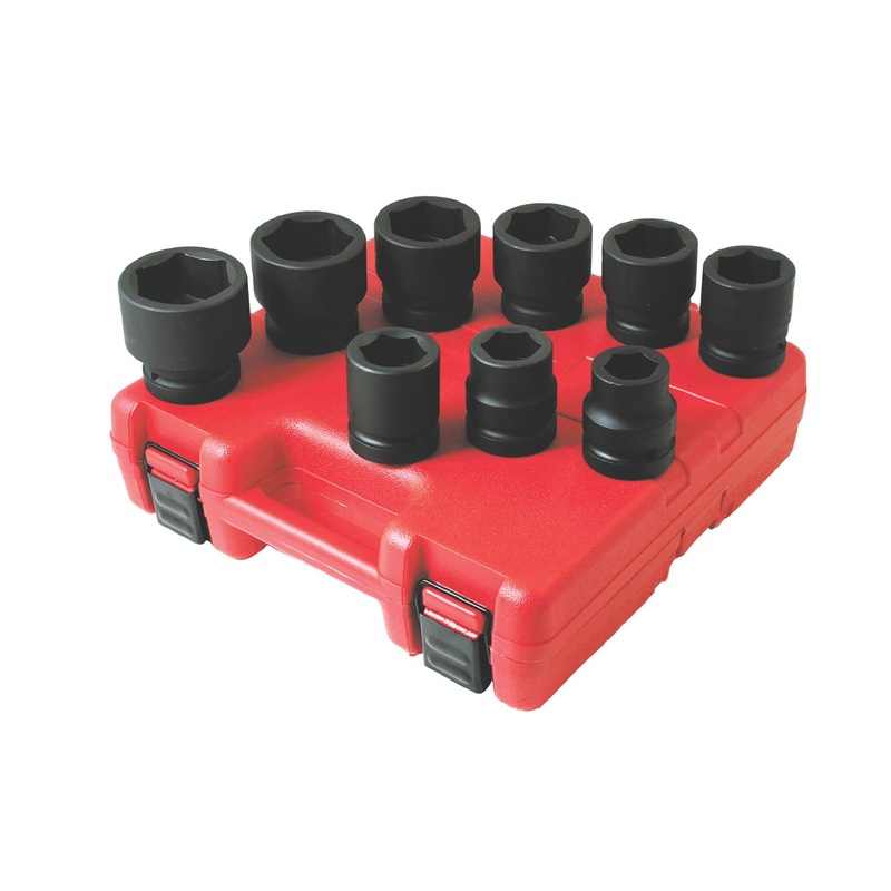 1" DRIVE 9 PIECE SAE 6 POINT IMPACT SOCKET SET