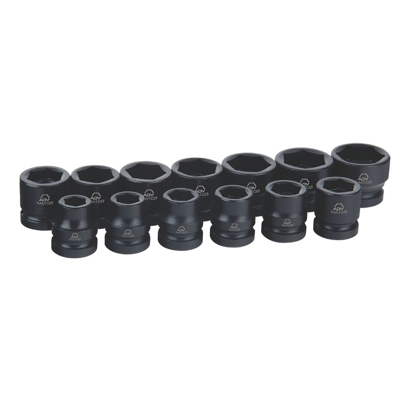 13 PIECE 1/2" DRIVE METRIC 6 POINT ADV IMPACT SET