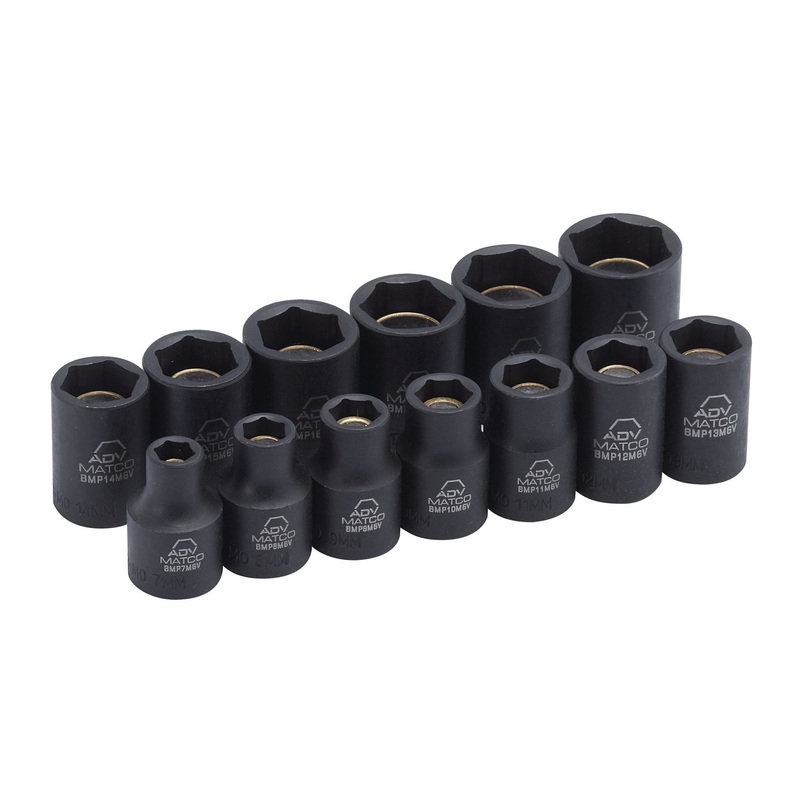 13 PIECE 3/8" DRIVE METRIC 6 POINT ADV MAGNETIC IMPACT SOCKET SET