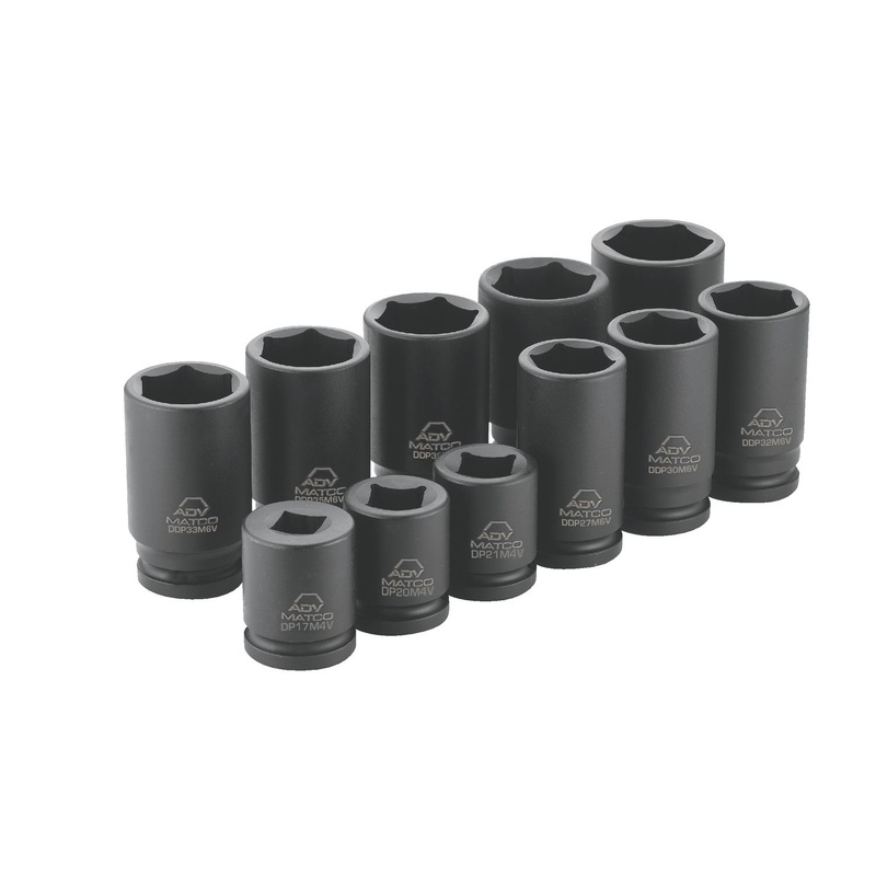 3/4" DRIVE 11 PIECE SAE 6 POINT ADV WHEEL SERVICE IMPACT SOCKET SET