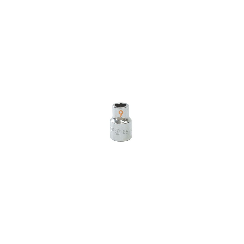 3/8" DRIVE 9MM METRIC 6 POINT CHROME SOCKET - ORANGE