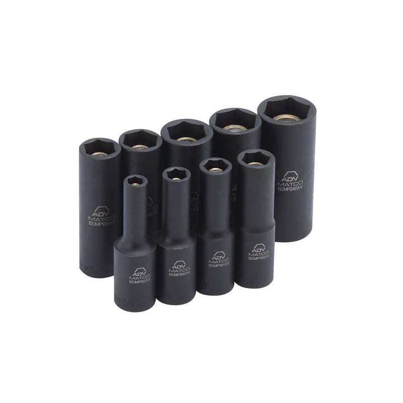 3/8" DRIVE ADV 9 PIECE SAE 6 POINT MAGNETIC DEEP IMPACT SOCKET SET