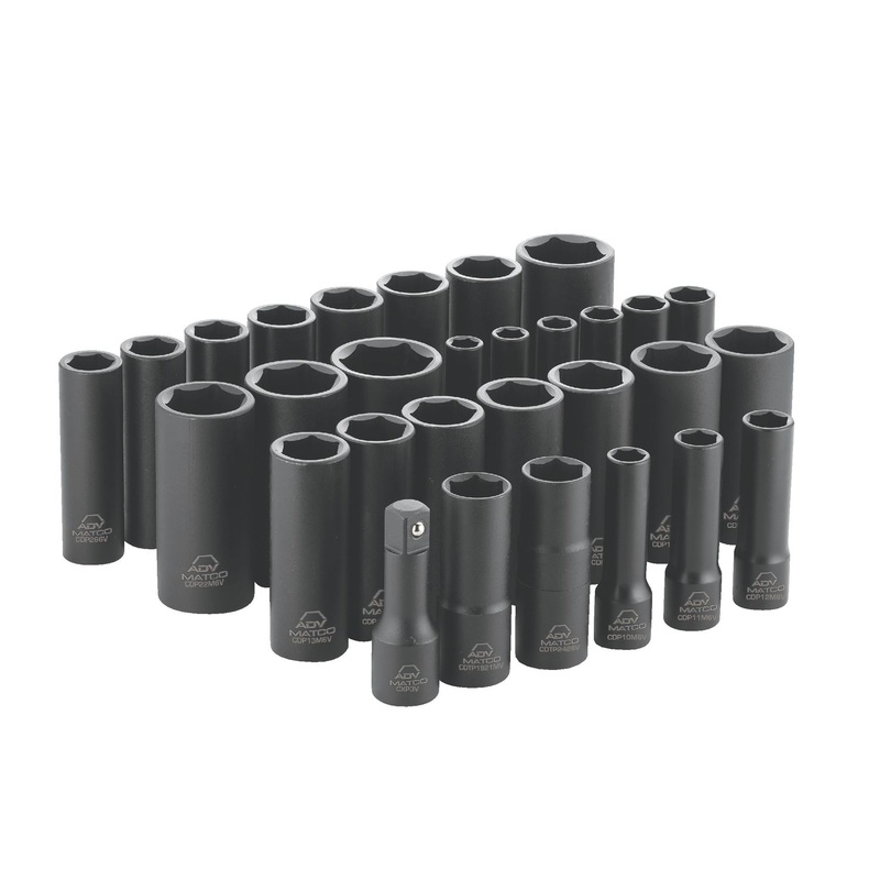 30 PIECE 1/2" DRIVE METRIC & SAE 6 POINT ADV DEEP IMPACT SOCKET SET