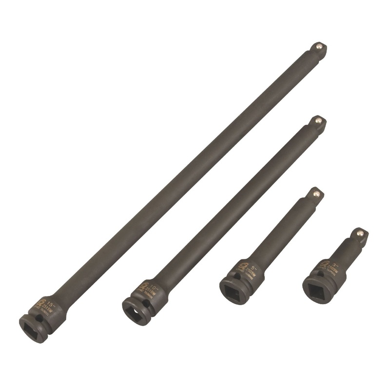4 PIECE 3/8" DRIVE WOBBLE IMPACT EXTENSION SET