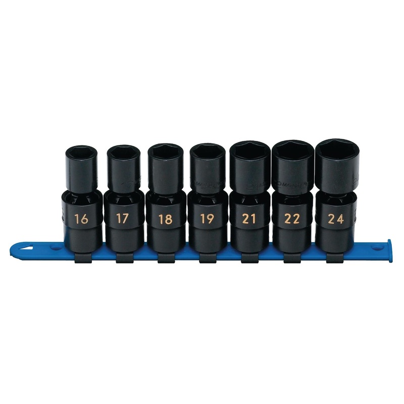 1/2" DRIVE 7 PIECE METRIC 6 POINT UNIVERSAL IMPACT SOCKET SET