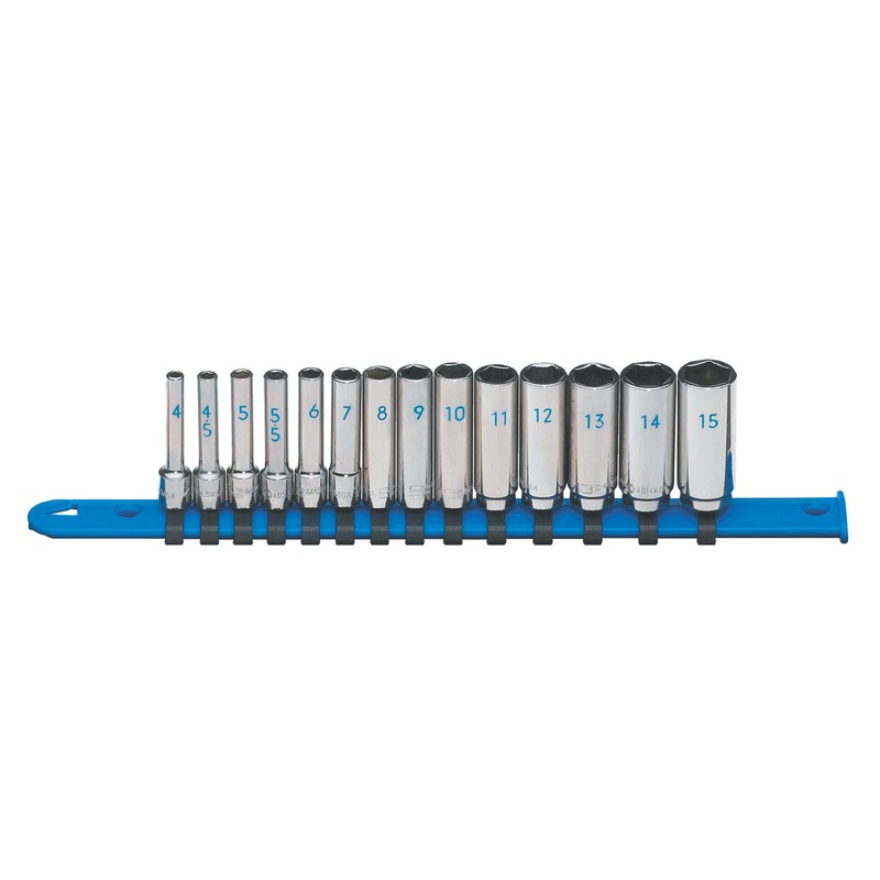 1/4" DRIVE 14 PIECE METRIC 6 POINT DEEP CHROME SOCKET SET