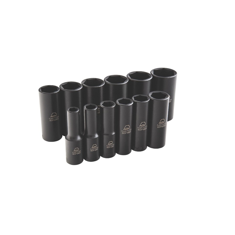 12 PIECE 3/8" DRIVE SAE 6 POINT ADV DEEP IMPACT SOCKET SET