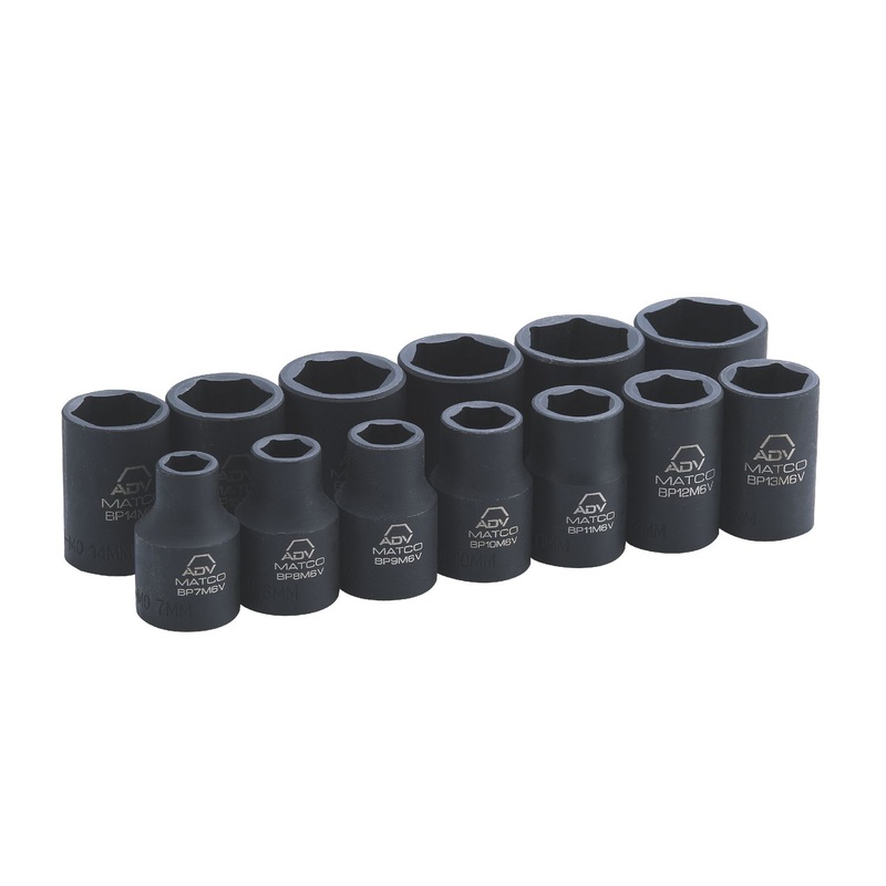 13 PIECE 3/8" DRIVE METRIC 6 POINT ADV IMPACT SOCKET SET