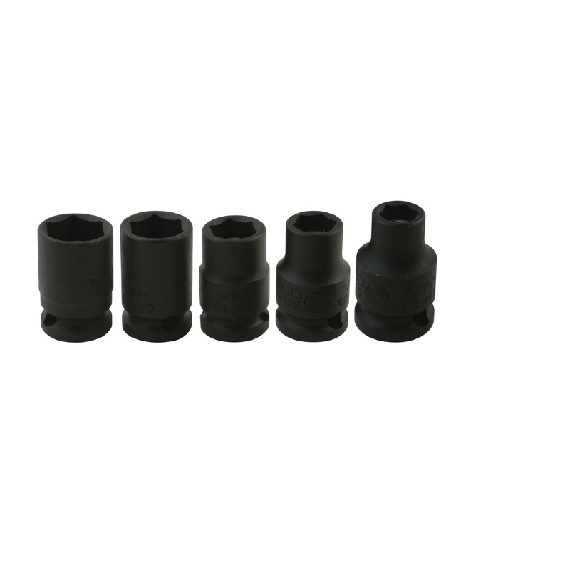3/8" DRIVE 5 PIECE SAE 6 POINT MAGNETIC IMPACT SOCKET SET