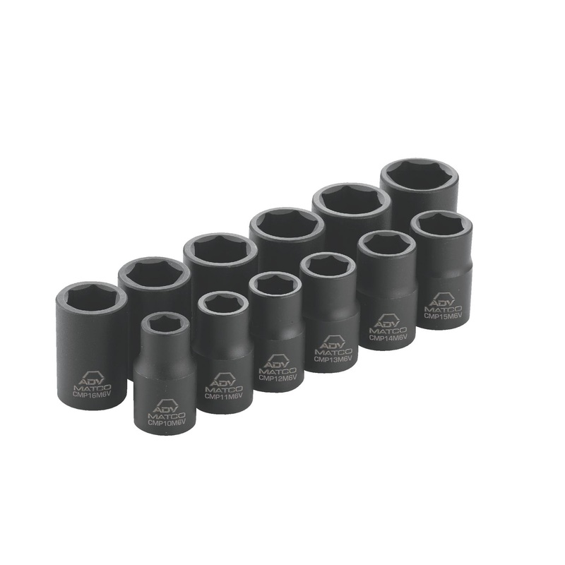 1/2" DRIVE 12 PIECE METRIC 6 POINT MAGNETIC ADV IMPACT SOCKET SET
