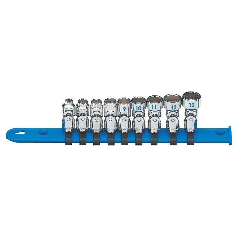 1/4" DRIVE 9 PIECE METRIC 12 POINT UNIVERSAL CHROME SOCKET SET
