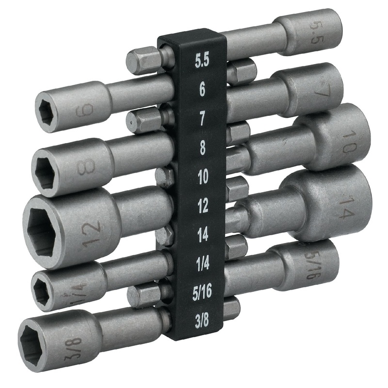 10 PIECE METRIC/SAE HEX MAGNETIC NUT SETTER SET