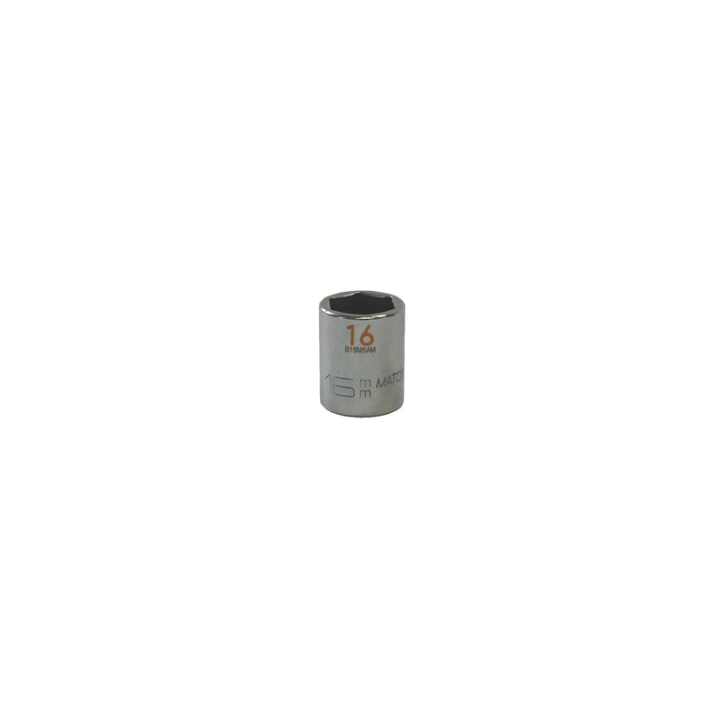 3/8" DRIVE 16MM METRIC 6 POINT CHROME SOCKET - ORANGE