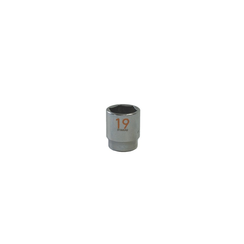 3/8" DRIVE 19MM METRIC 6 POINT CHROME SOCKET - ORANGE