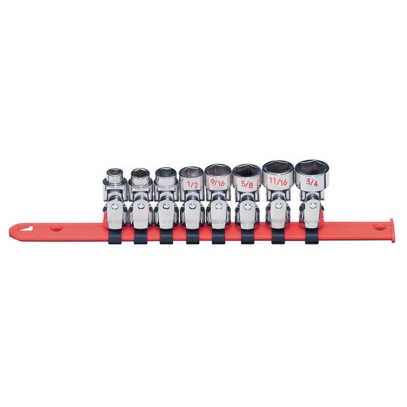 3/8" DRIVE 8 PIECE SAE 6 POINT UNIVERSAL CHROME SOCKET SET