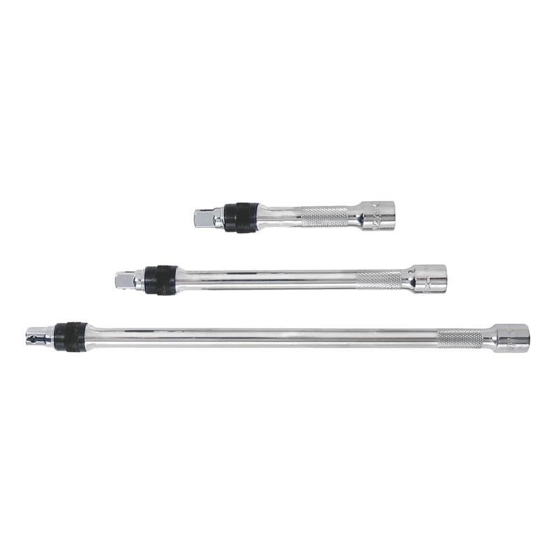 3 PC 3/8" DRIVE LOCKING CHROME EXTENSION SET