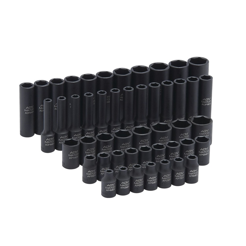 48 PIECE 1/4" DRIVE METRIC AND SAE 6 POINT ADV STANDARD AND DEEP IMPACT SOCKET SET