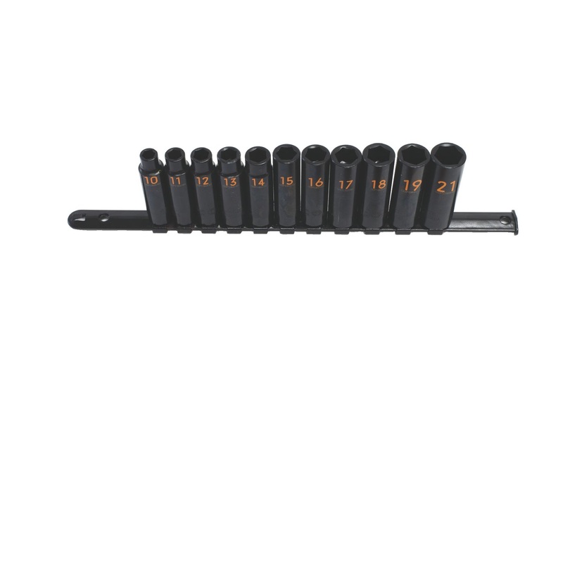 1/2" DRIVE 11 PIECE METRIC 6 POINT DEEP IMPACT SOCKET SET - ORANGE