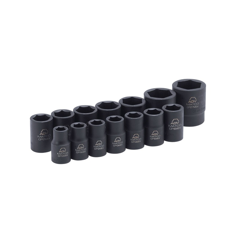 1/2" DRIVE 14 PIECE METRIC 6 POINT ADV IMPACT SOCKET SET