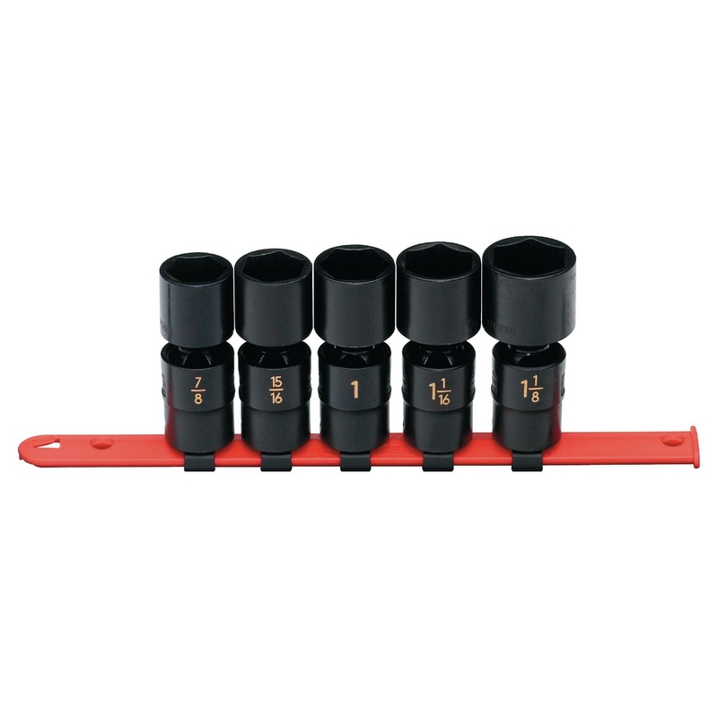 1/2" DRIVE 5 PIECE SAE 6 POINT UNIVERSAL IMPACT SOCKET SET