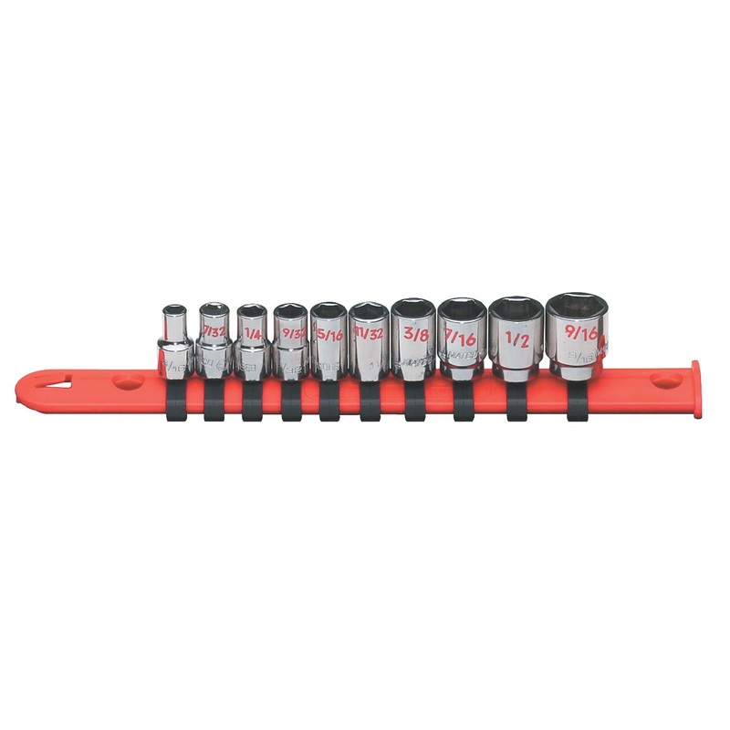 10 PIECE 1/4" DRIVE SAE 6 POINT CHROME SOCKET SET