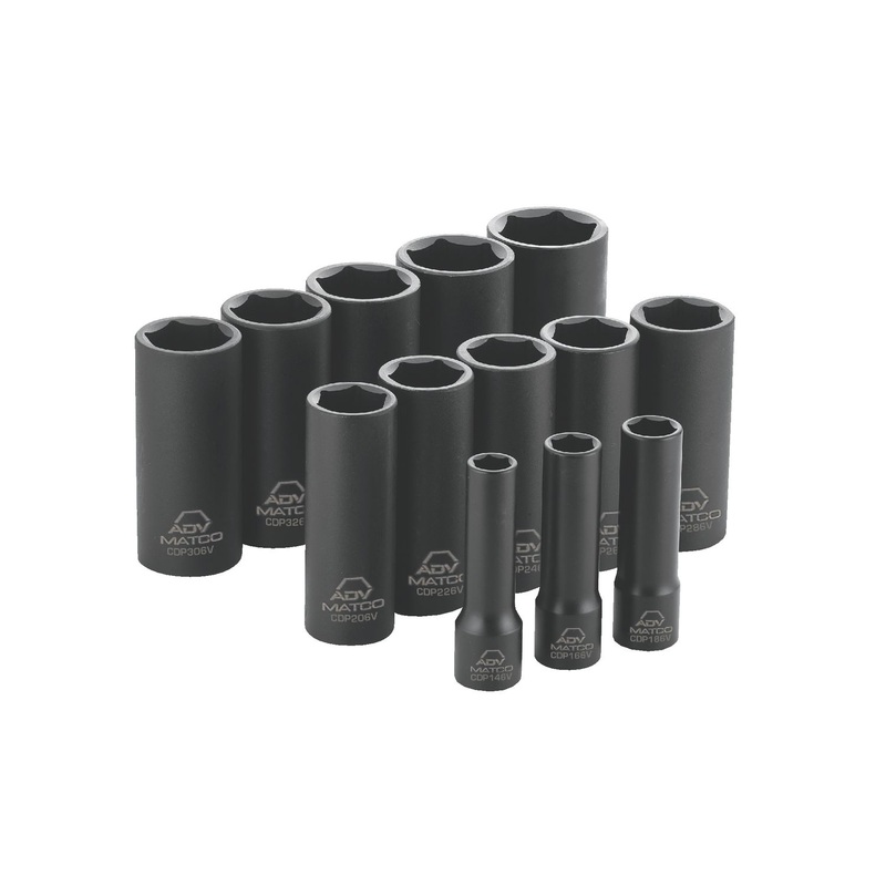 13 PIECE 1/2" DRIVE SAE 6 POINT ADV DEEP IMPACT SOCKET SET