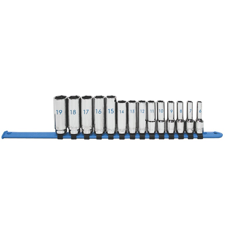 14 PIECE 3/8" DRIVE METRIC 6 POINT DEEP CHROME SOCKET SET