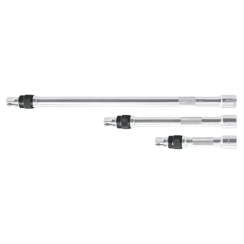 3 PIECE 3/8" DRIVE LOCKING CHROME EXTENSION SET SIZES 3