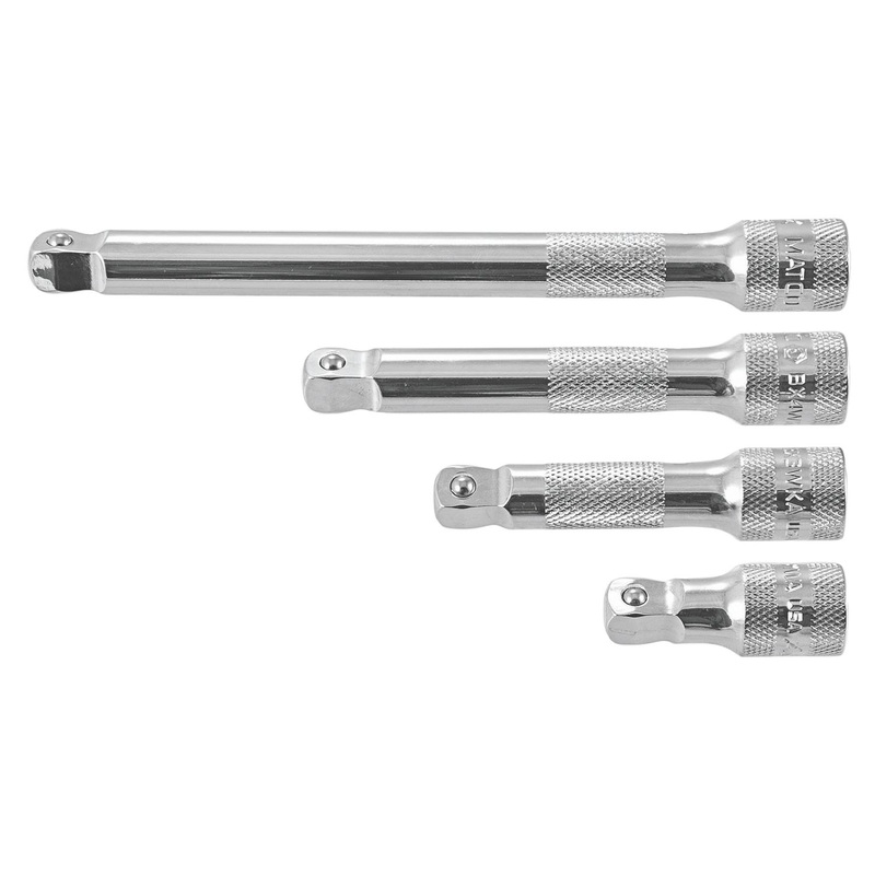 4 PIECE 3/8" DRIVE WOBBLE CHROME EXTENSION SET