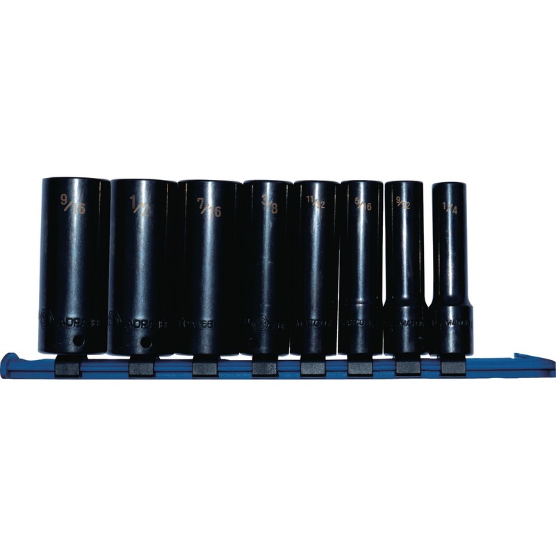 1/4" DRIVE 8 PIECE SAE 6 POINT DEEP PRO NON-SLIP IMPACT SOCKET SET