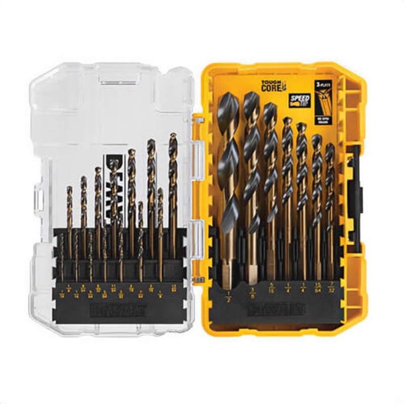 DeWALT DWA1181 Heavy Duty Drill Bits Set, 1/16 in min Drill Bit, 1/2 in Max Drill Bit, 135 Drill Point Angle, 21 pc