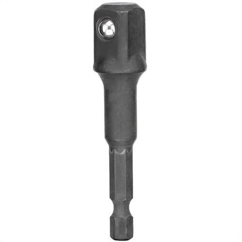 DeWALT Impact Ready DW2547IR Hex Shank Socket Adapter, Black Oxide, Hex x Square Drive, 1/4 in Male Drive, 1/2 in Female Drive