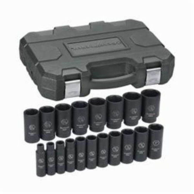 GearWrench 84934N Impact Socket Set, ASME B107.2, 6 Points, 1/2 in Drive, 19 pc, Included Socket Size: 3/8 to 1-1/2 in