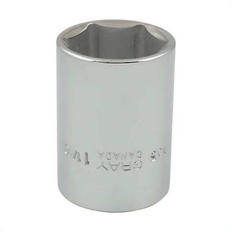 Gray Tools 433 Standard Socket, Imperial, 1/2 in, 1-1/16 in Hex Socket, 6 Points