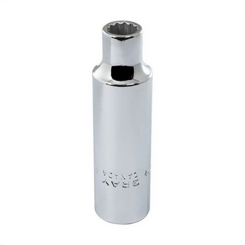 Gray Tools LD12 Deep Socket, Imperial, 1/2 in Square Drive, 3/8 in Hex Socket, 12 Points