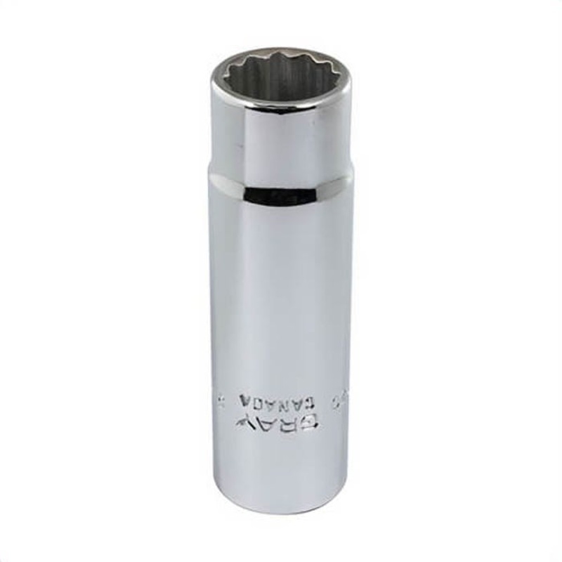 Gray Tools LD20 Deep Socket, Imperial, 1/2 in Square Drive, 5/8 in Hex Socket, 12 Points
