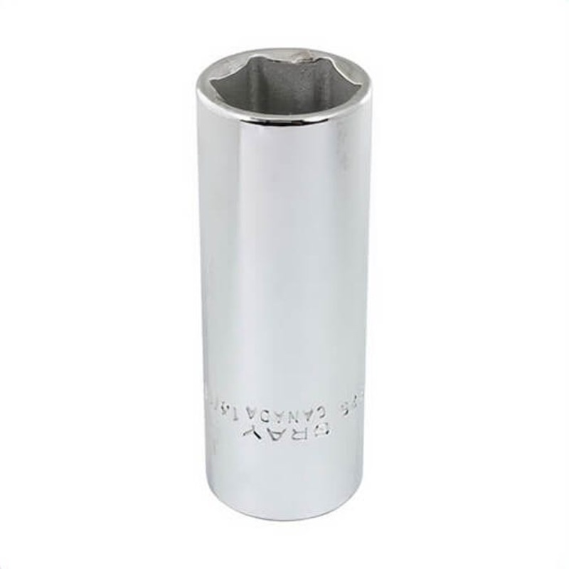 Gray Tools LDS26 Deep Socket, Imperial, 1/2 in, 13/16 in Hex Socket, 6 Points