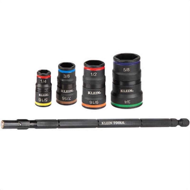 Klein 32934 Impact Rated Flip Socket Set 9-in-1, Steel Alloy