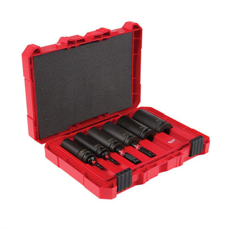 Milwaukee 49-66-5125 Shockwave 2-in-1 Lineman's Socket Set, 12 Points, 1/2 in Drive, 10 pc, Case Container
