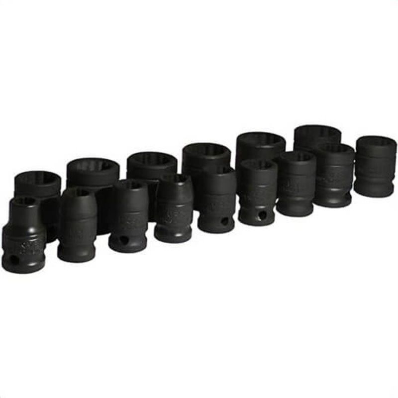 Urrea 74201 Impact Socket Set, 1/2 in, 15 pc