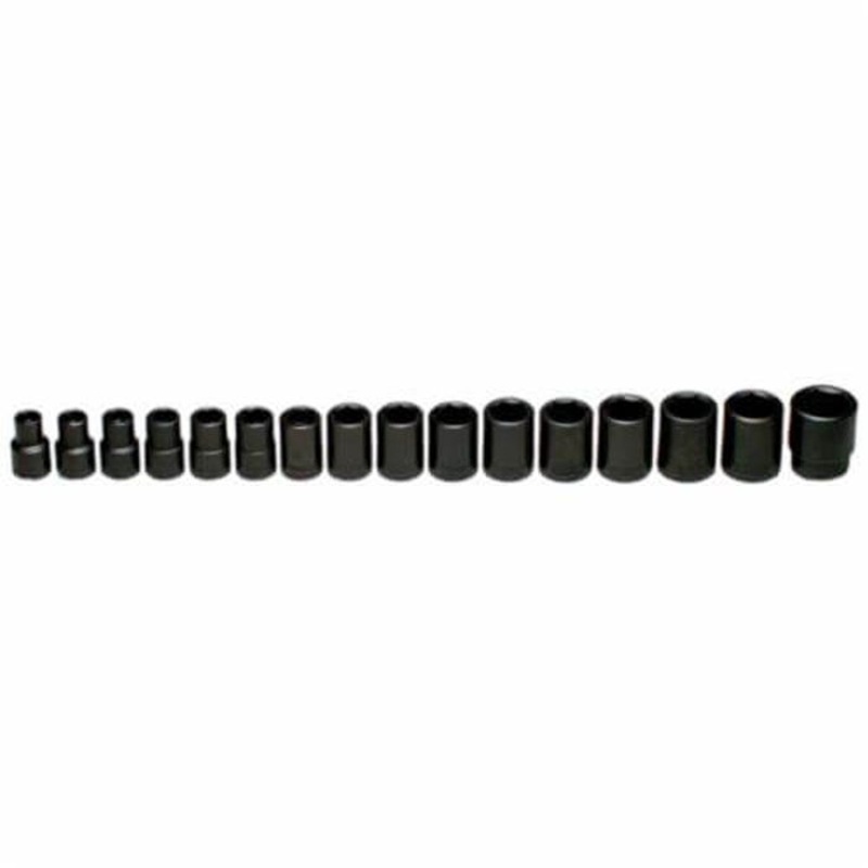 Wright 466 Impact Socket Set, Metric, 6 Points, 1/2 in Drive, 16 pc, Included Socket Size: 10 to 27 mm