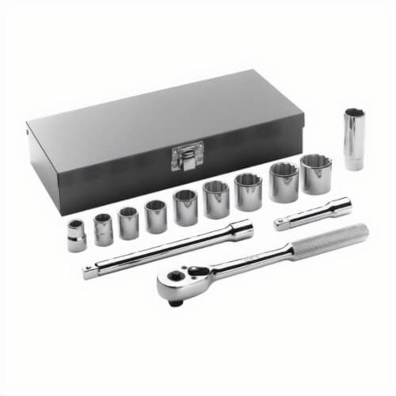 Wright A31 Socket Set, Imperial, 12 Points, 3/8 in Drive, 13 pc